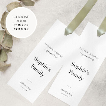 Personalised Reserved Row Name Sign With Satin Ribbon Wedding Aisle Signage, 7 of 11