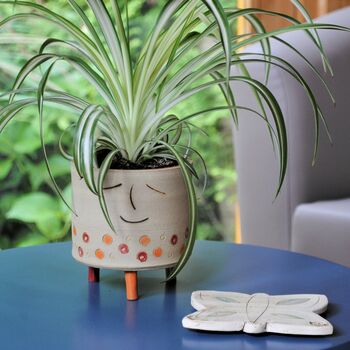 Smiley Face Personalised Ceramic Plant Pot With Dots, 2 of 8