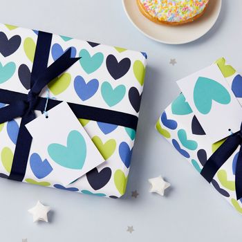 Blue Heart Wrapping Paper Set, 3 of 6