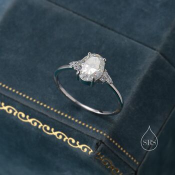 Sterling Silver One And A Quarter Carat Moissanite Oval Ring, 4 of 12