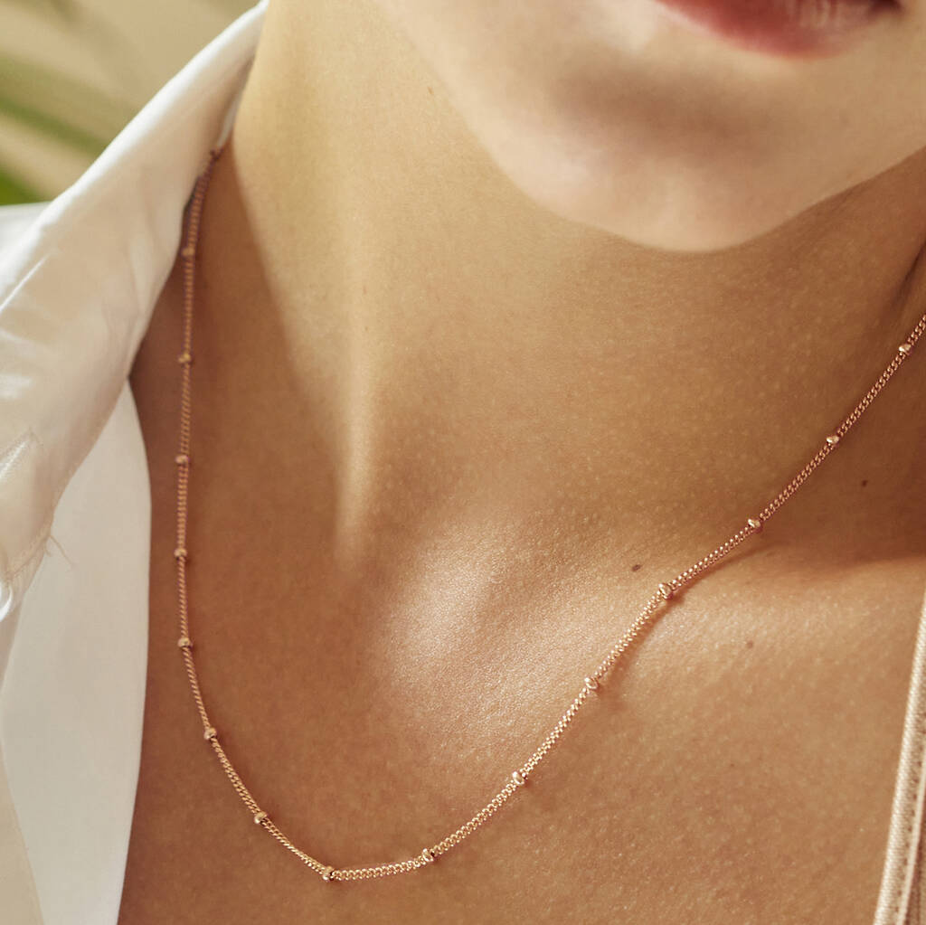 Bead Chain Necklace In 18ct Rose Gold 