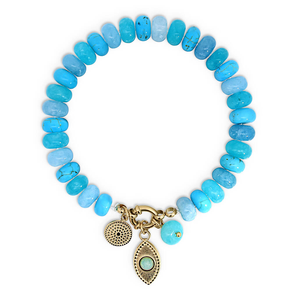 Turquoise Jade Stone Natural Beaded Charm Bracelet