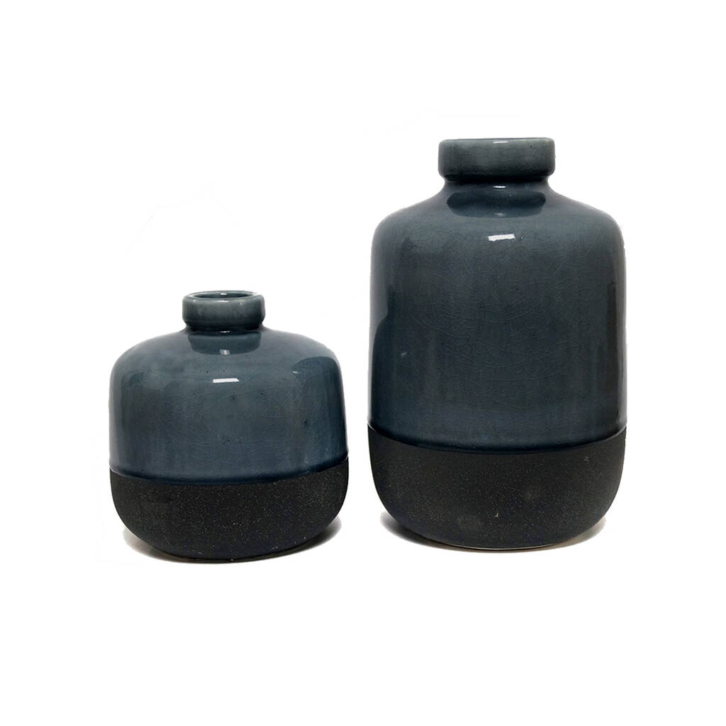 Large Dipped Grey Ceramic Vase By Hunter & Co