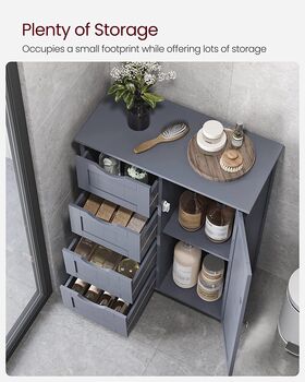 Grey Wooden Storage Cabinet With Four Drawers, 2 of 12
