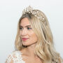 Darcie Gold Plated Crystal And Pearl Floral Tiara, thumbnail 5 of 7