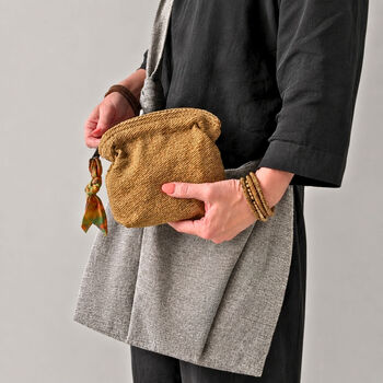 Fairtrade Cotton Frame Lined Makeup Bag Recycled Sari, 5 of 5