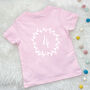 Girls Birthday T Shirt Flower Garland And Number, thumbnail 1 of 7