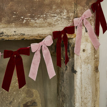 Pink And Red Velvet Bow Garland 2m, 3 of 4