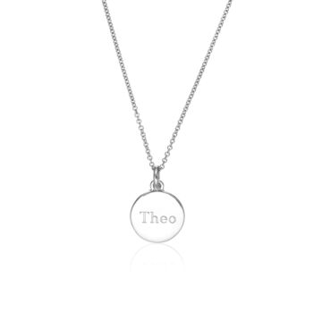 Gold Or Silver Small Round Engraved Disc Necklace, 4 of 12