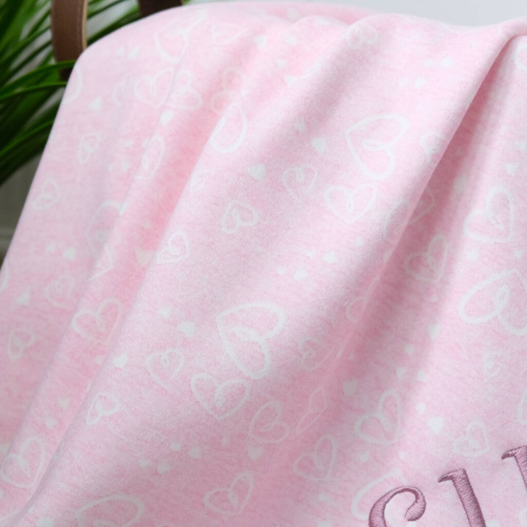 Personalised Pink Heart Baby Blanket By 1st Birthday Gifts