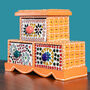 Three Drawer Orange Mosaic Wooden Spice Box, thumbnail 2 of 6