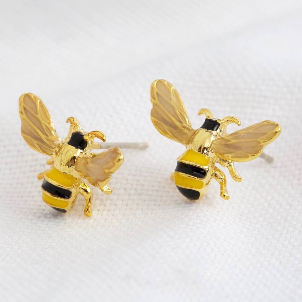 Enamel Bumblebee Stud Earrings By Lisa Angel | notonthehighstreet.com