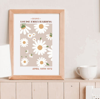 Personalised April Birth Flower Print Daisy, 5 of 5