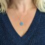 Blue Opal October Birthstone Necklace, Gold Plated, thumbnail 2 of 9