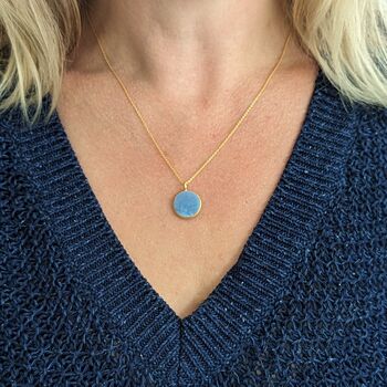 Blue Opal October Birthstone Necklace, Gold Plated, 2 of 9