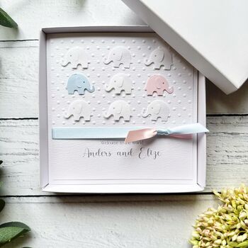 Handmade New Baby Card. Elephant Theme. Multiples Twins/Triplets, 9 of 12