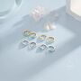 Sterling Silver Delicate Opal Droplet Huggie Hoop Earrings, thumbnail 3 of 11