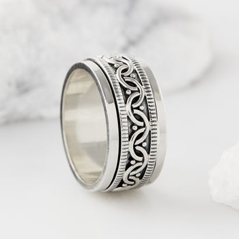 Celtic Bravery Unisex Silver Spinning Ring, 2 of 10