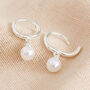 Glass Pearl Huggie Hoop Earrings, thumbnail 8 of 11