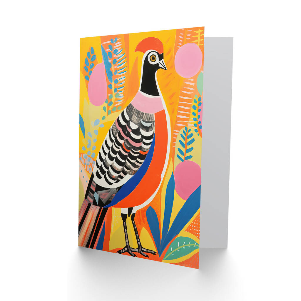 Pleasant Bright Bold Pheasant Wife Birthday Card By Wee Blue Coo