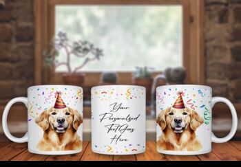 Personalised Golden Retriever Birthday Congratulations Party Mug A, 2 of 2