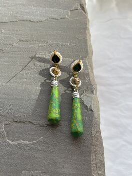 Heba Green Snd Gold Earrings, 3 of 3