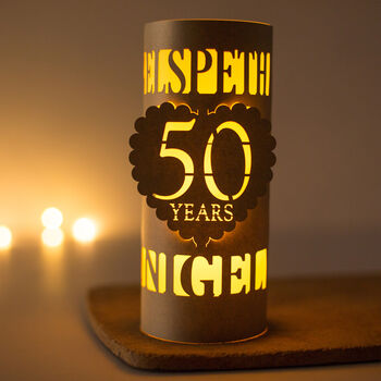 50th Golden Wedding Anniversary Personalised Lantern, 2 of 5