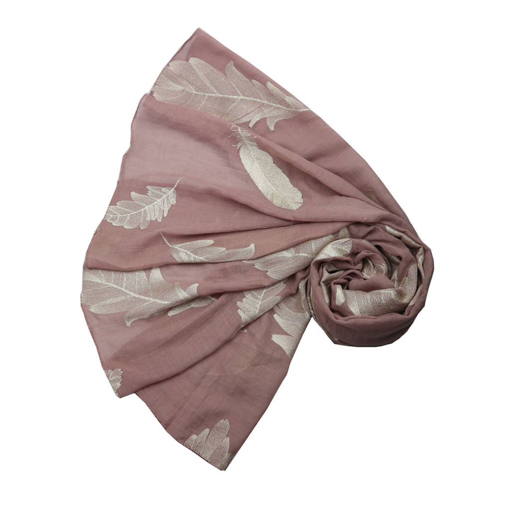 big embroidered feather scarf by my posh shop