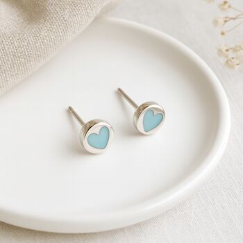 Sterling Silver Turquoise Heart Stud Earrings – 6mm, 4 of 7