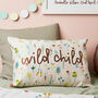 Children's Floral Wild Child Name Cushion, thumbnail 2 of 3