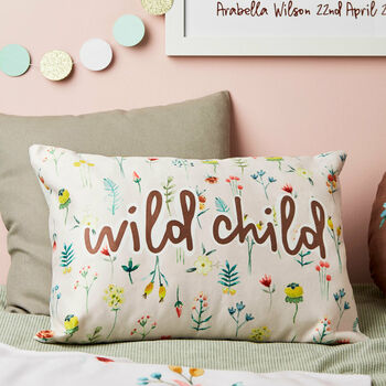 Children's Floral Wild Child Name Cushion, 2 of 3