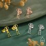 Sterling Silver Skeleton Stud Earrings, thumbnail 7 of 12