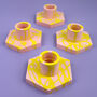 Pink And Yellow Geometric Candlestick Holder, thumbnail 1 of 7