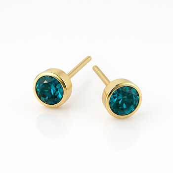 Gold Plated Sterling Silver December Birthstone Stud Earrings – 7mm, 2 of 8