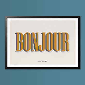 Bonjour, Hello Wall Art, Wall Art Print, Fun Typography Print, Colourful Art, Home Decor, A5, A4, A3, A2, A1, 5 of 6