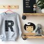 Kids And Babies Personalised Grey Letter Sweatshirt, thumbnail 2 of 11