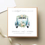Blue Vintage Floral Car Personalised Wedding Card, thumbnail 1 of 2