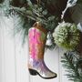Cowboy Boot Glitter Glass Christmas Tree Bauble, thumbnail 1 of 5
