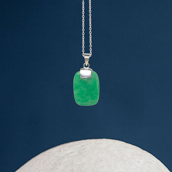Personalised Sterling Silver Jade Rectangle Necklace, 3 of 10
