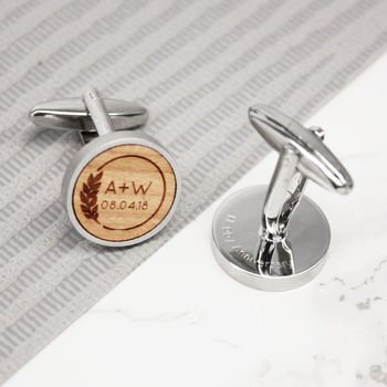 Personalised Leaf And Initial Cufflinks, 2 of 4