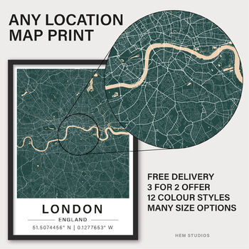 Personalised City Map Prints | Set Of Three, 7 of 9