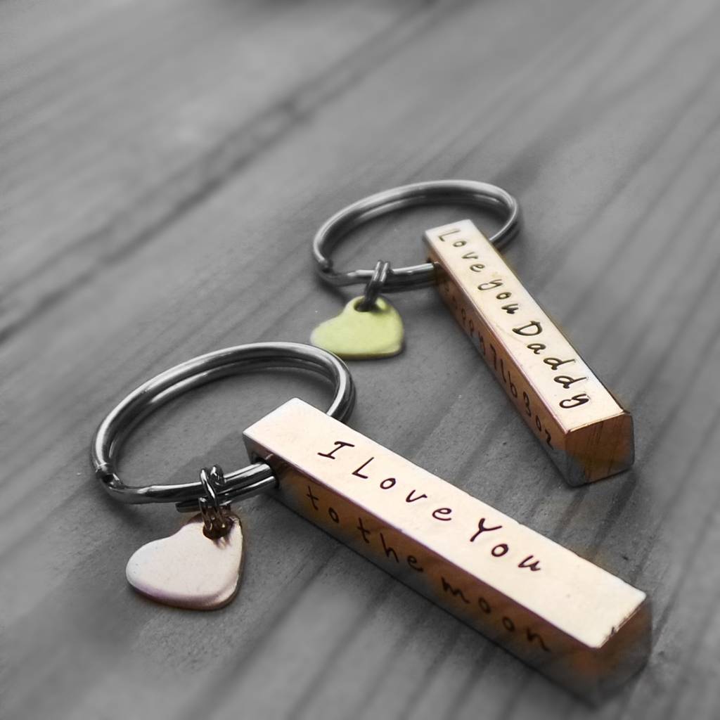 Men’s Personalised Copper Bar Keyring By & French