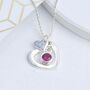 Personalised Silver Double Heart Birthstone Necklace, thumbnail 7 of 11