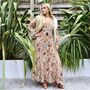 'Danica' Cream, Terracotta And Gold Floral Print Maxi Dress, thumbnail 5 of 12