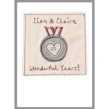Personalised Silver Medal 25th Anniversary Card, 8 of 12