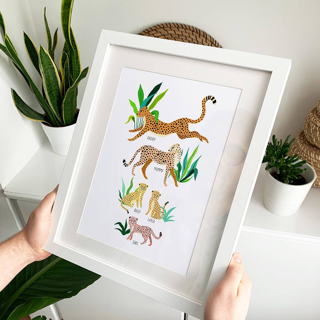 Personalised Cheetah Family Unframed Print, 1 of 9
