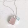 The Duo Rose Quartz Necklace, Silver, thumbnail 1 of 12