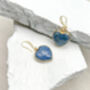 Dumortierite Puff Heart Gold Plated Earrings, thumbnail 4 of 4
