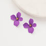 Purple Hand Painted Flower Shaped Stud Earrings, thumbnail 3 of 3