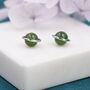 Sterling Silver Genuine Jade Planet Stud Earrings, thumbnail 4 of 12